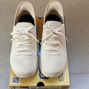 Skechers Cream Knit Athletic Shoes